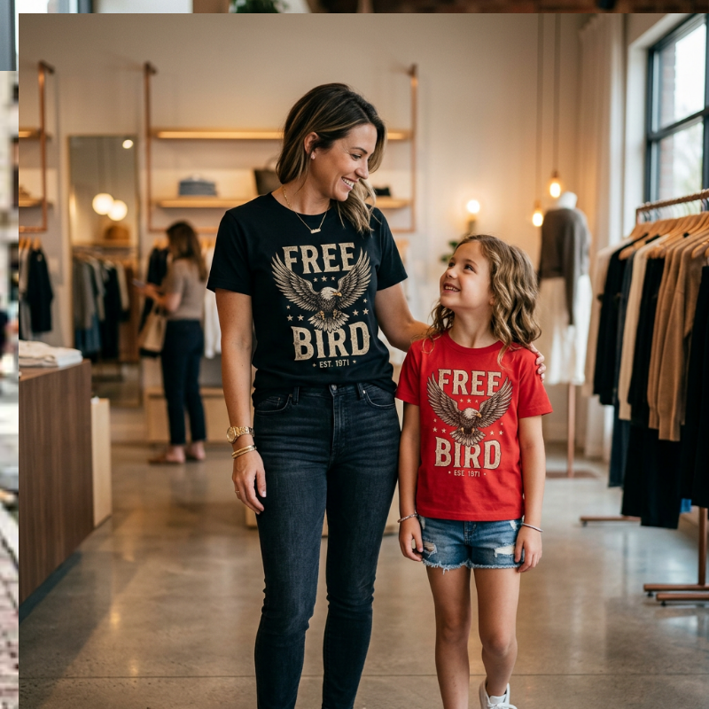 Free Bird Eagle Kids Tee — Patriotic Youth Graphic Shirt